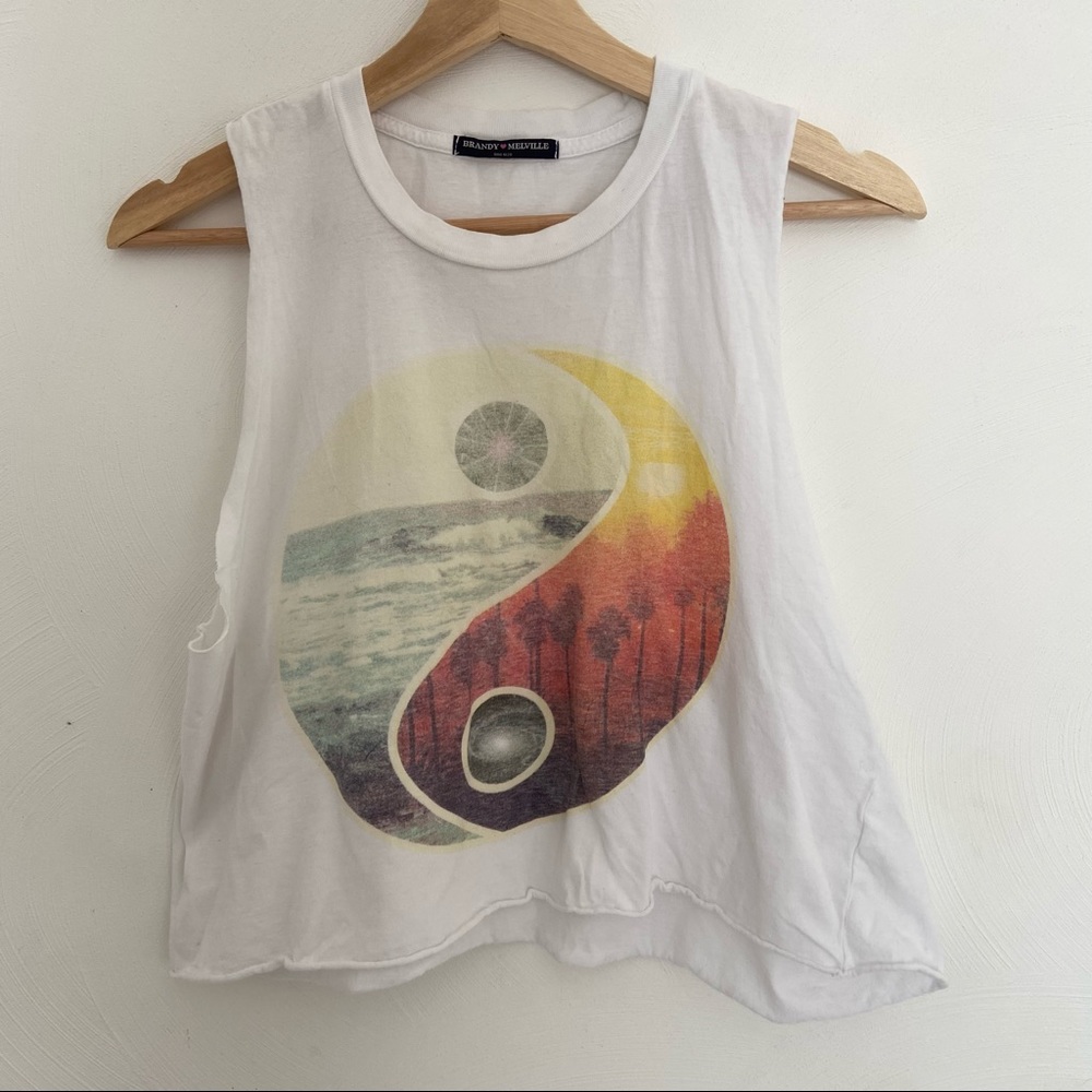 Brandy Melville Ying Yang Crop Tank Top